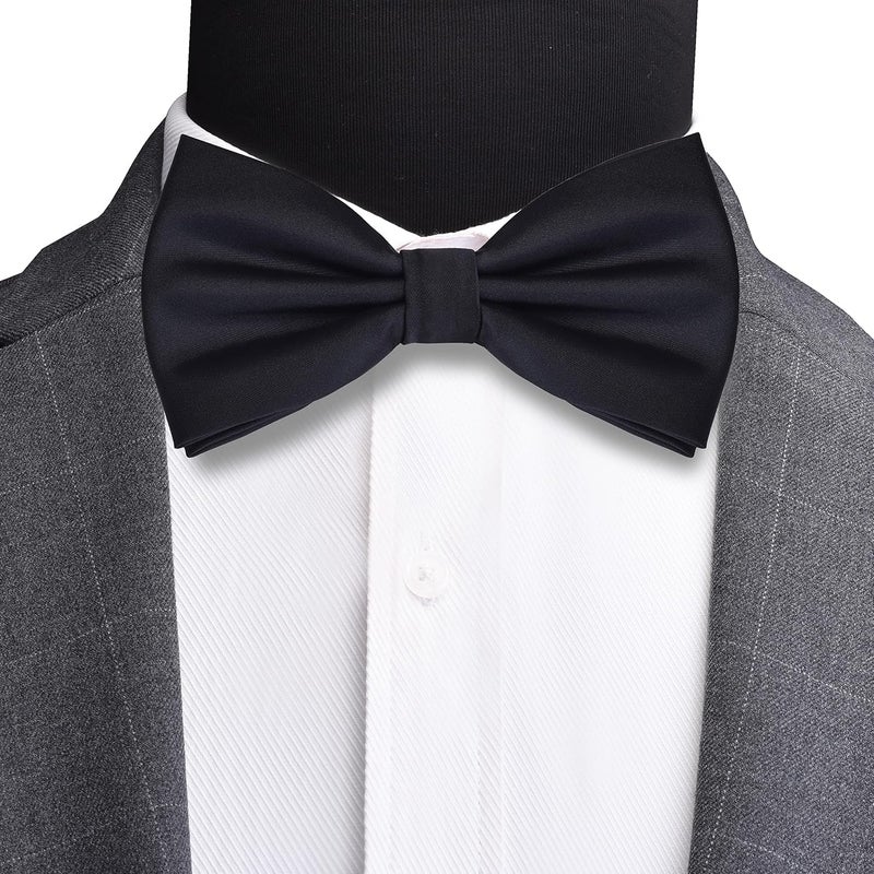 Branduce Mens Solid Color Double Fold Pre-tied Bow Tie and Pocket Square Set - Image 2